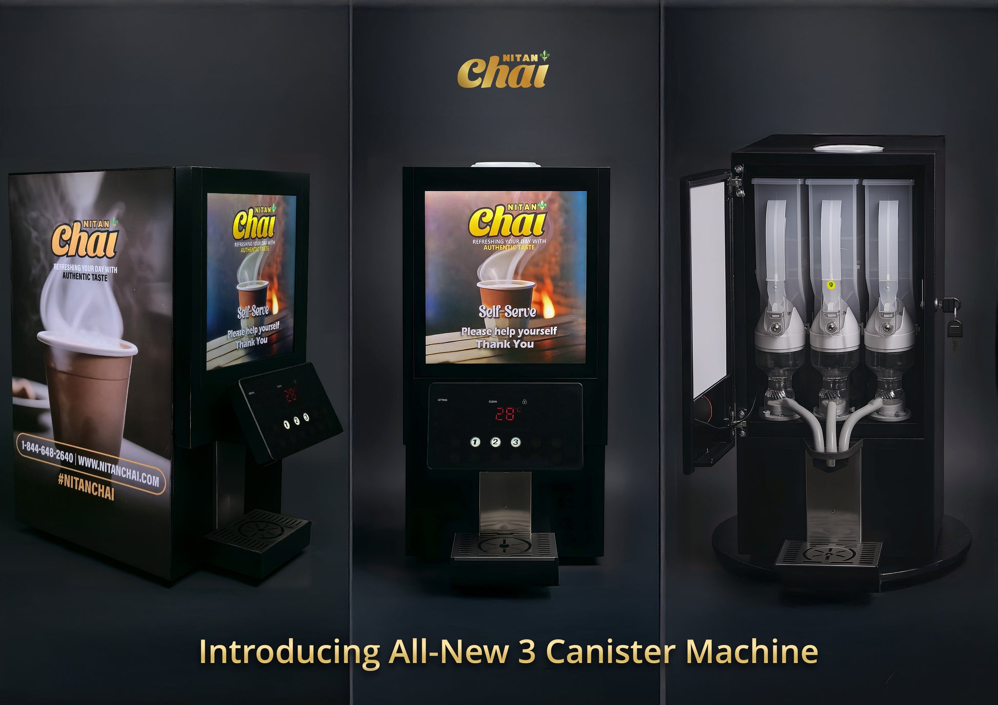 3 Canister Chai Machine