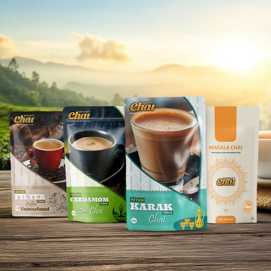 Chai Bundle - Karak, Masala, Filter Coffee, & Cardamom (5-Pack)