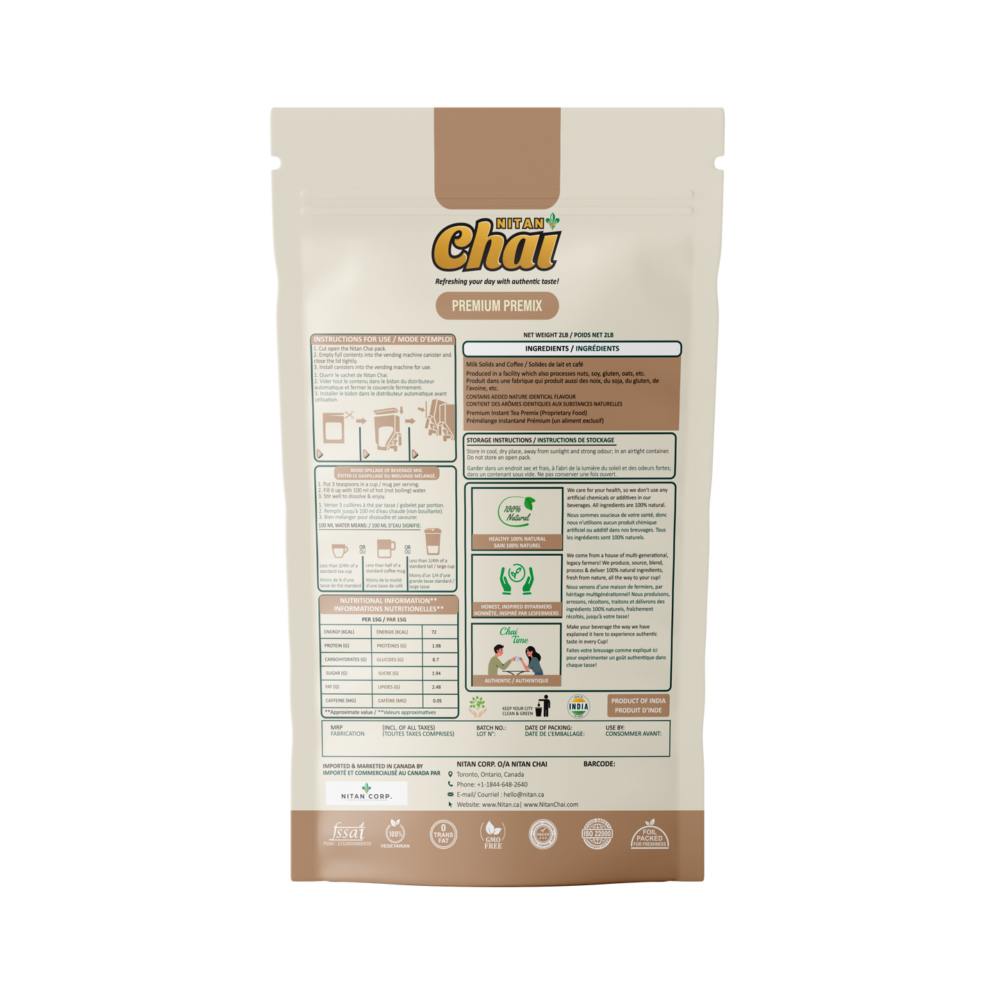 Instant Filter Coffee Premix Unsweetened